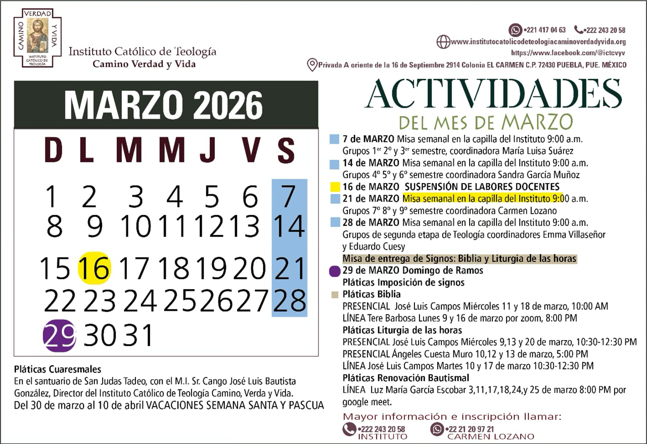 Actividades instituto, Marzo 2026